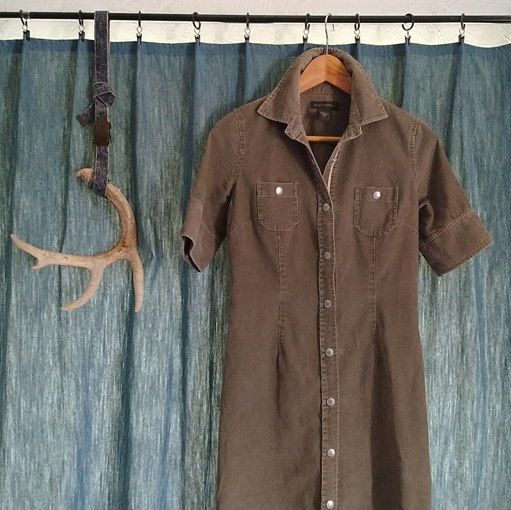 💚 Army-Green Corduroy Dress/Trench